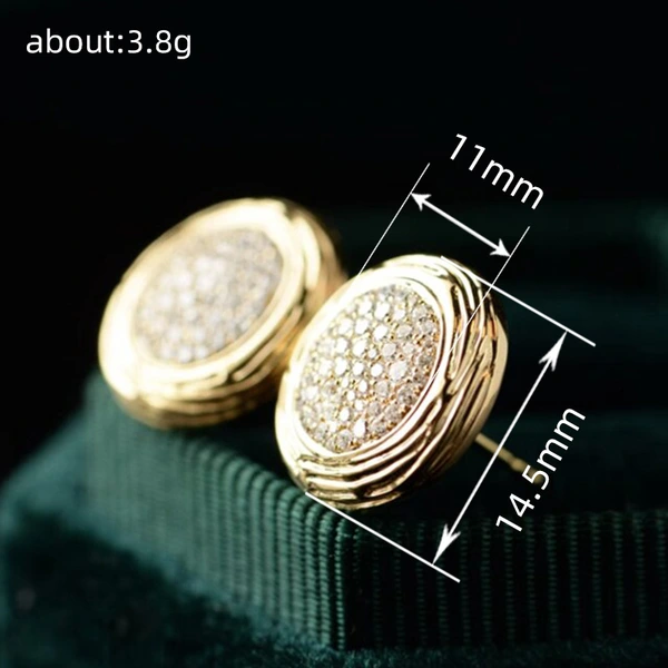  European and Korean French style light luxury earrings for women, micro-inlaid shiny earrings, fashionable matching earrings