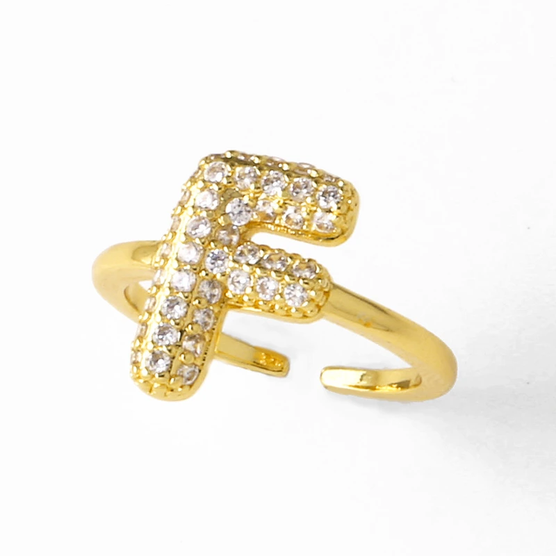AS jewelry hot item inlaid with zircon 26 English letters open ring female rij23