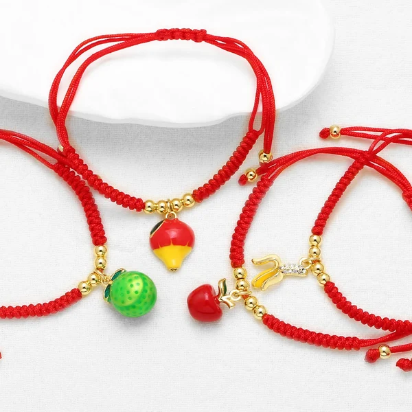 AS jewelry hot selling gold-plated 18k oil drop fruit apple banana red rope bracelet brd68 bracelet