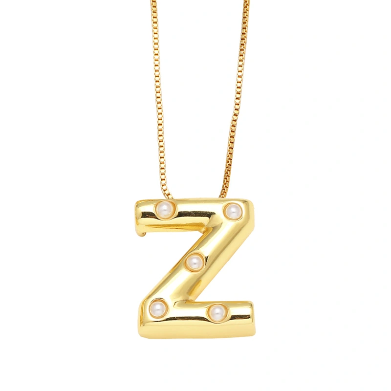 AS jewelry European and American 26 English letters pendant necklace female pearl gold-plated clavicle chain nka058