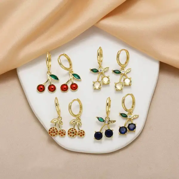 AS jewelry European and American hot selling simple and fashionable fruit cherry earrings women's gold-plated earrings earrings era237