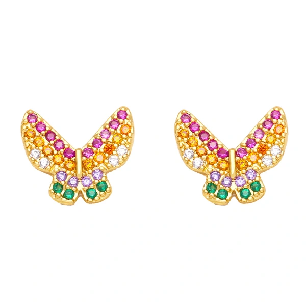 Clearance hot-selling earrings cute butterfly dragonfly heart color zirconium earrings earrings European and American earrings female ery94