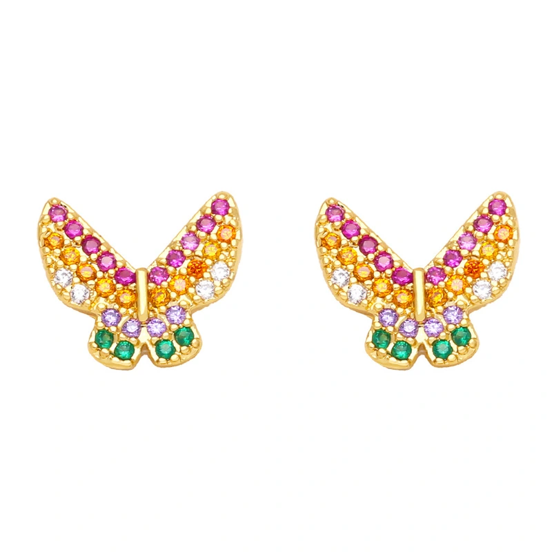 Clearance hot-selling earrings cute butterfly dragonfly heart color zirconium earrings earrings European and American earrings female ery94