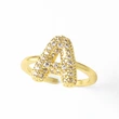 AS jewelry hot item inlaid with zircon 26 English letters open ring female rij23