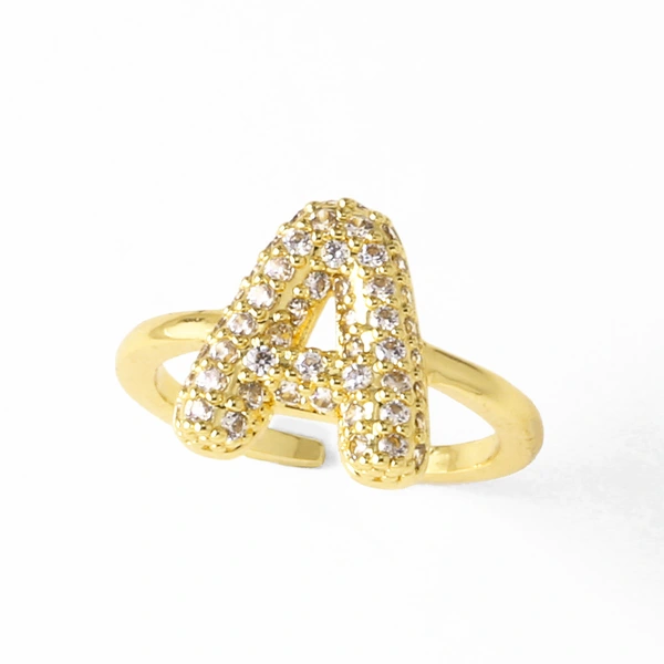 AS jewelry hot item inlaid with zircon 26 English letters open ring female rij23