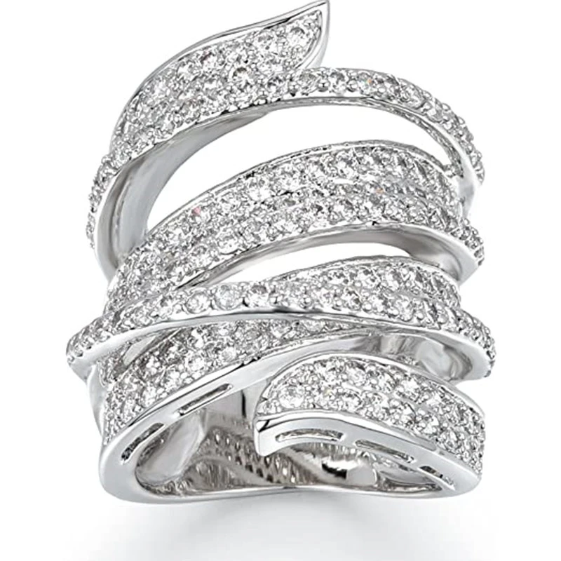  Magazine-style exaggerated multi-layered line design ring personality high-end luxury ring high-end style hot style