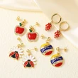AS jewelry new oil-drip copper plated 18k gold fruit insect strawberry earrings earrings female ery28