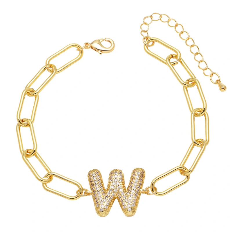 AS jewelry European and American hot-selling copper plated 18k gold zircon 26 English letters love bracelet jewelry brh51
