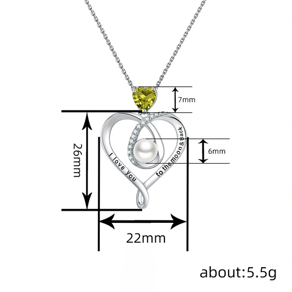  European and American love lettering design necklace for women imitation pearl micro-inlaid zircon jewelry elegant temperament heart shape
