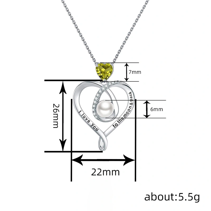  European and American love lettering design necklace for women imitation pearl micro-inlaid zircon jewelry elegant temperament heart shape