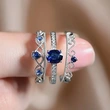 Hot new product three-piece ring set high-end crown royal ring temperament French court style ring set