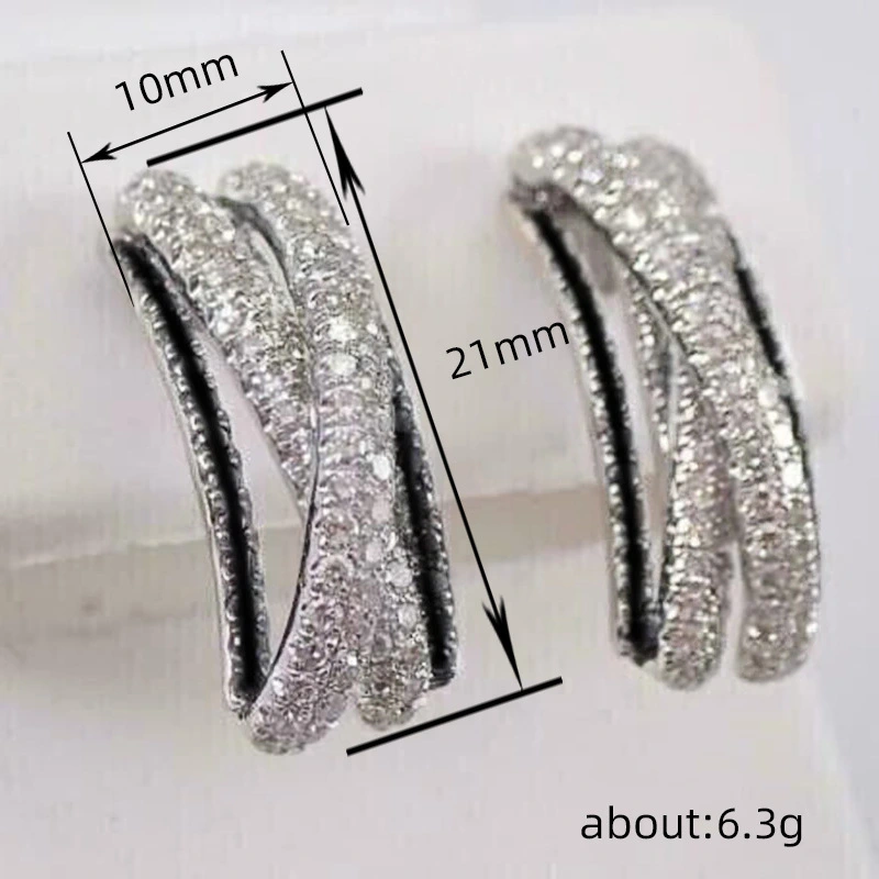  Japanese and Korean all-match temperament light luxury earrings exquisite cross contrast earrings new trendy earrings