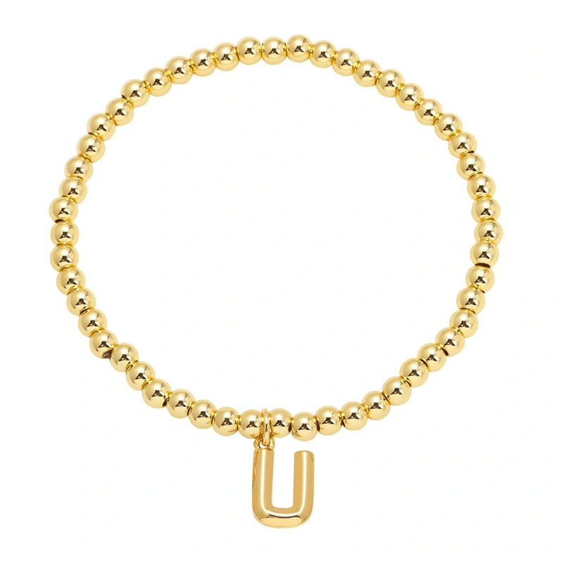 AS jewelry hot selling gold three-dimensional 26 English letters beaded bracelet bracelet brb34