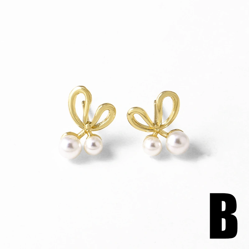 AS jewelry niche design pearl heart flower earrings women's gold-plated earrings ert07