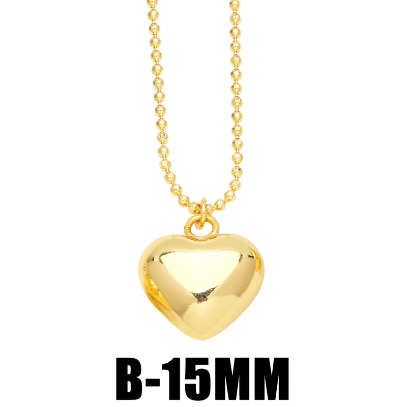 Hot selling three-dimensional smooth heart necklace European and American cool style Internet celebrity personality hip-hop clavicle necklace female nkn12