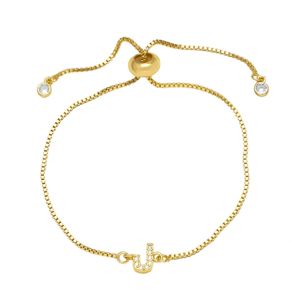 AS jewelry full zirconium 26 English letters bracelet copper plated real gold adjustment jewelry brm62