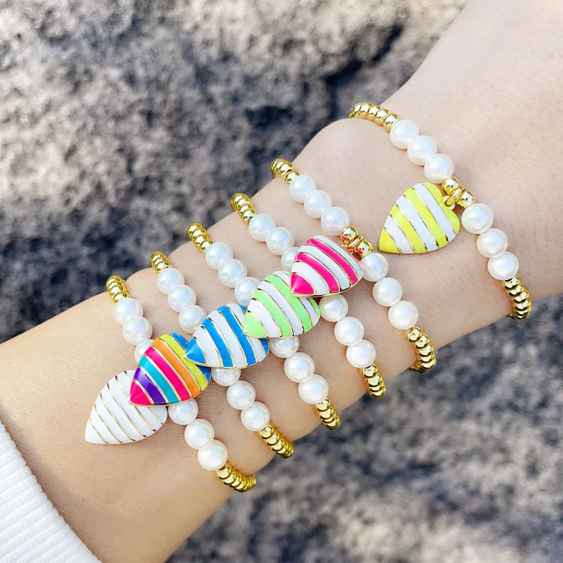 Clearance European and American pearl shell bracelet beach style simple colorful beaded hand jewelry bracelet bre96