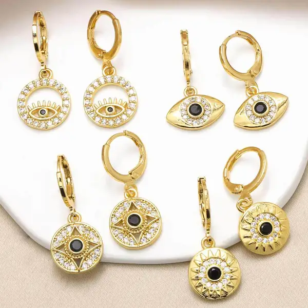 AS jewelry European and American hot devil eye pendant earrings female gold-plated zircon eye earrings era379