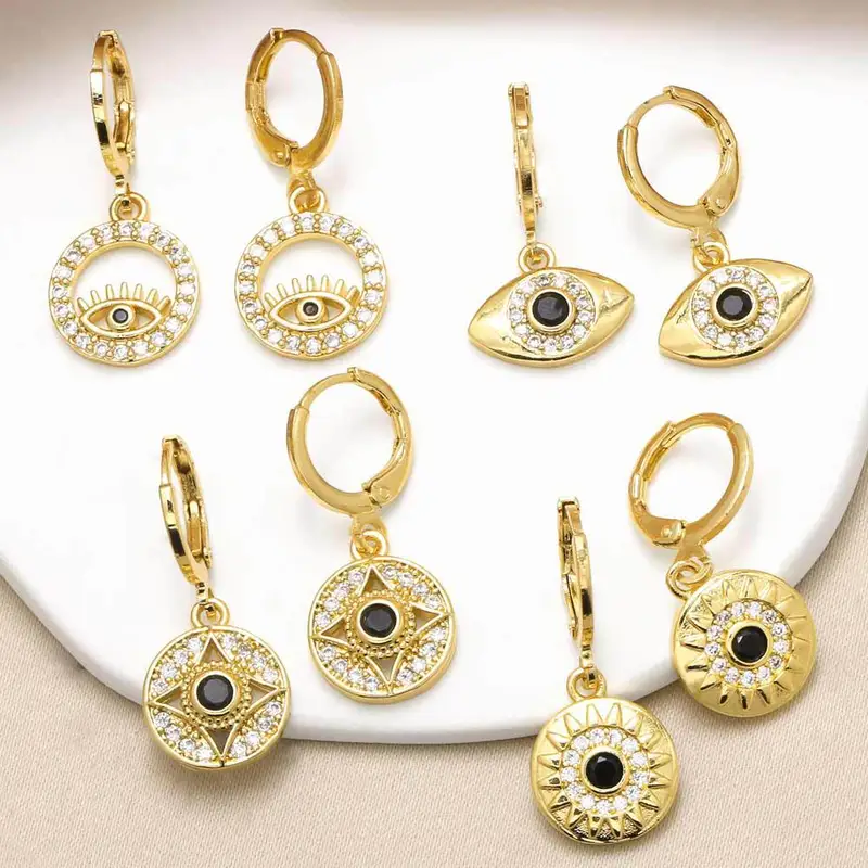 AS jewelry European and American hot devil eye pendant earrings female gold-plated zircon eye earrings era379