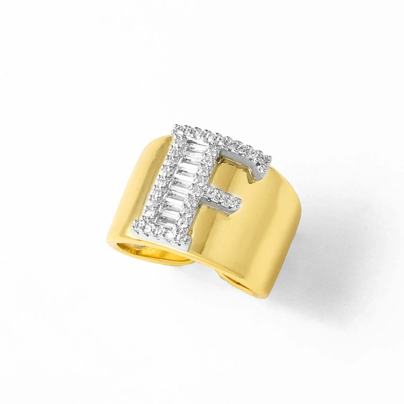 AS jewelry European and American hot-selling gold-plated glossy white K26 English letter ring ring rir75 ring