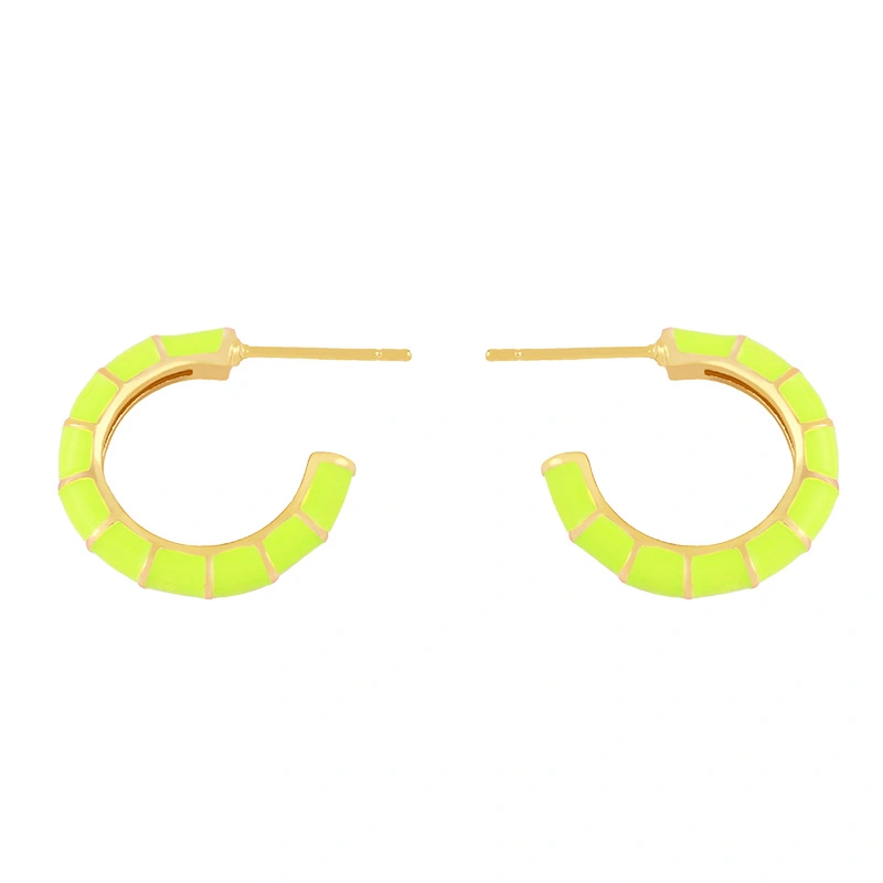 Clearance color oil drop C-shaped earrings female European and American creative temperament Internet celebrity cold style high-end earrings erx86