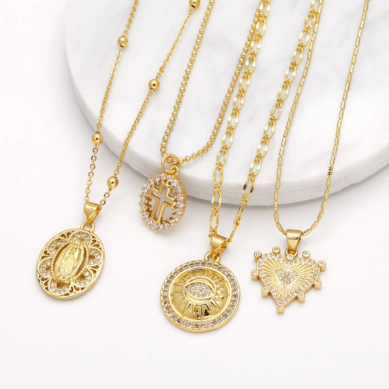 AS jewelry love cross pendant necklace gold-plated zircon inlaid Our Lady clavicle chain nkb101