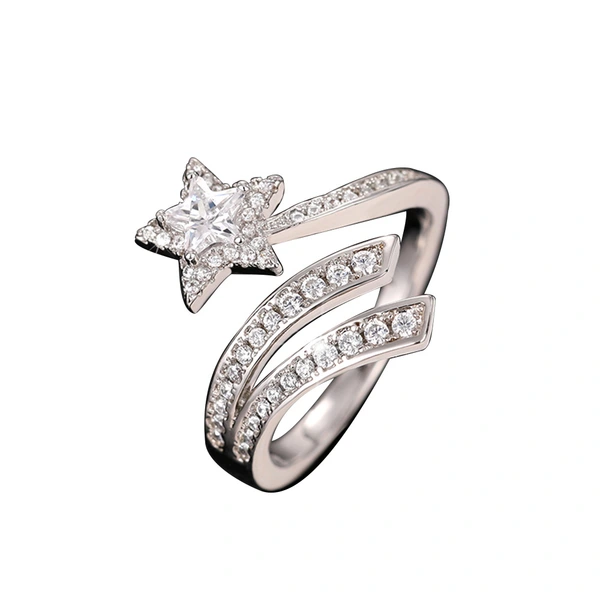 Super fairy design ring double layer wrapped sun and moon star open ring star meteor earring jewelry set