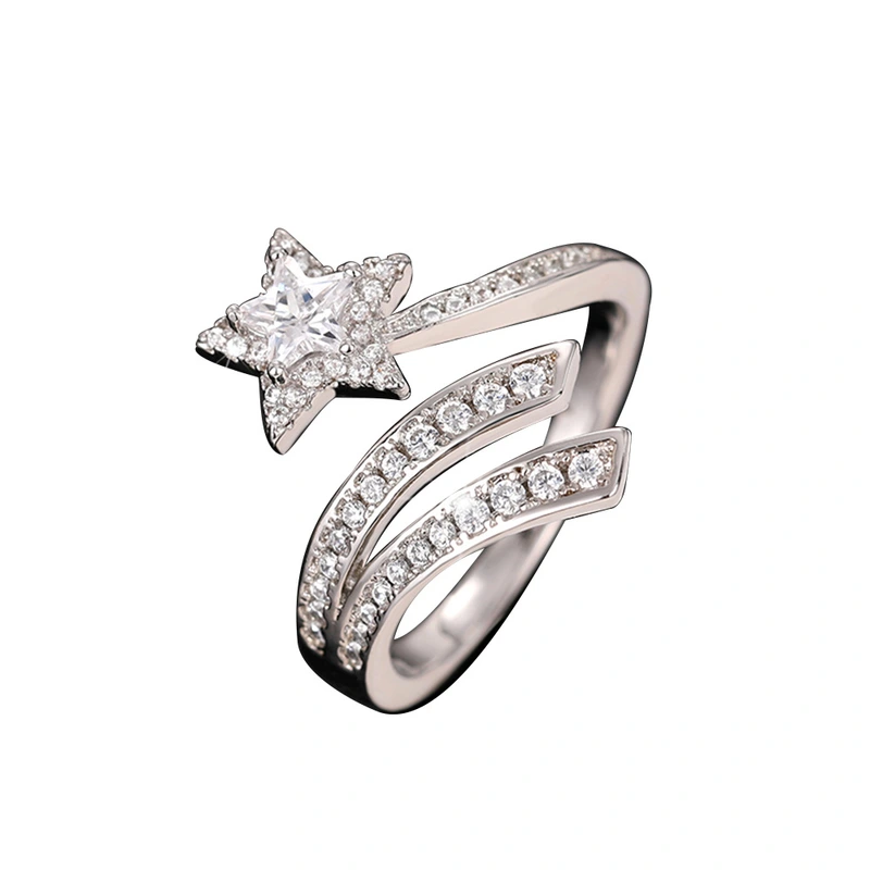 Super fairy design ring double layer wrapped sun and moon star open ring star meteor earring jewelry set