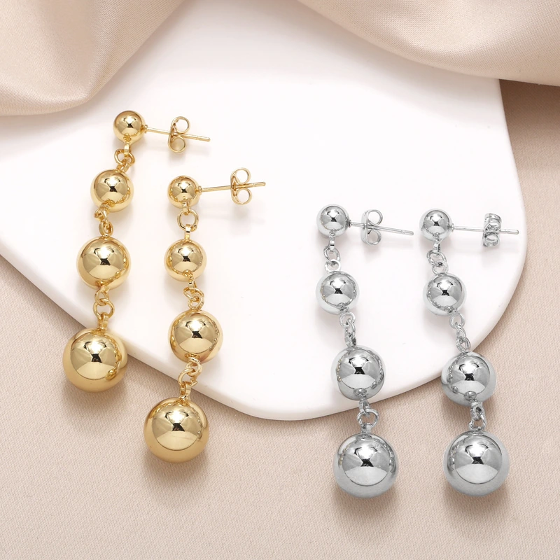 AS jewelry earrings hot selling smooth round earrings women's high-end gold-plated earrings eru82