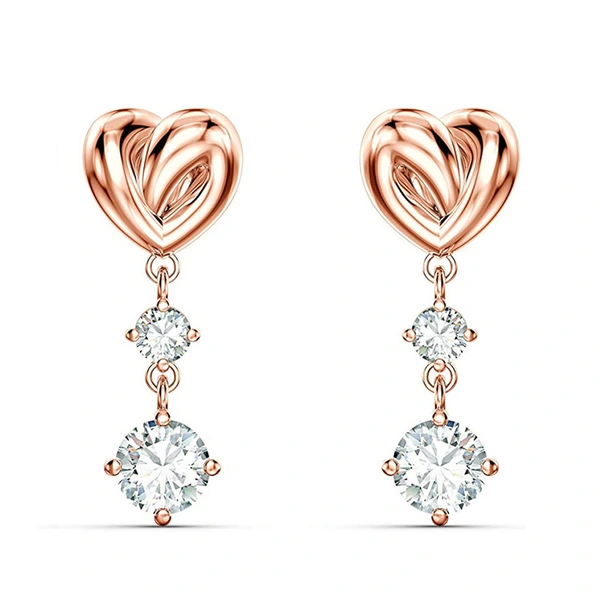 Live broadcast hot earrings elegant temperament love knot earrings small fresh heart piercing earrings