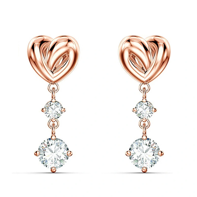 Live broadcast hot earrings elegant temperament love knot earrings small fresh heart piercing earrings