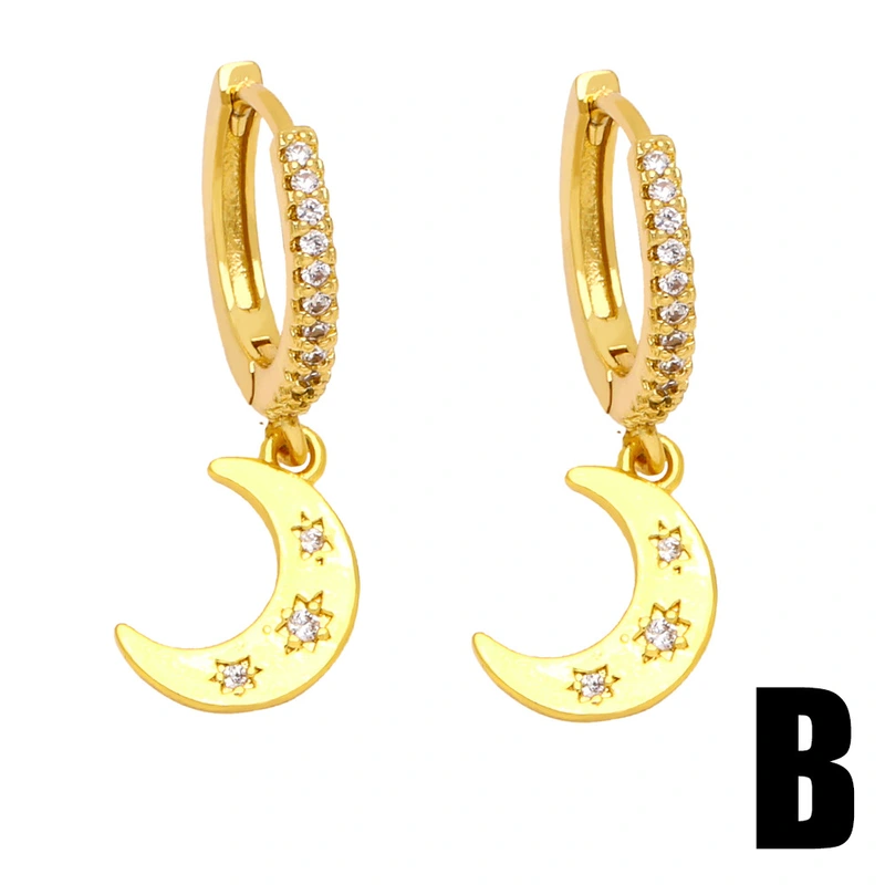 New star moon zircon earrings European and American simple planet earrings high-end Internet celebrity earrings era307