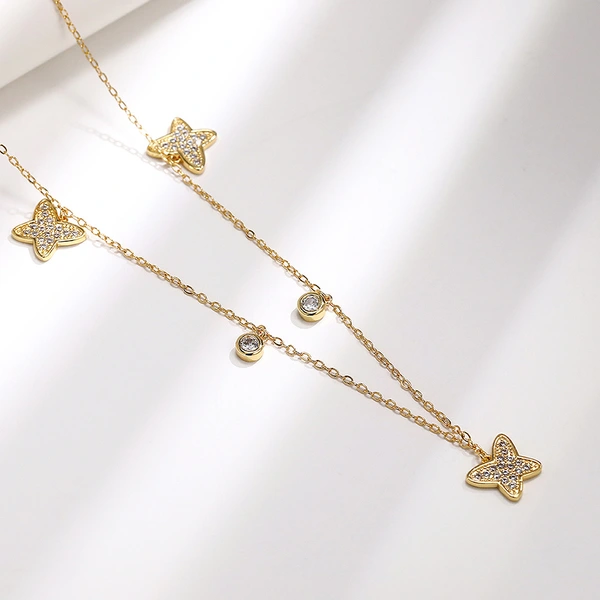 Live new product recommendation: fairy-style butterfly zircon necklace for women, sweet and versatile clavicle necklace