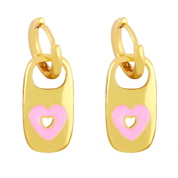 Clearance 2024 Metal Style Earrings Women Creative Personality Oil Drop Geometric Heart Shape Earrings Wholesale erx43