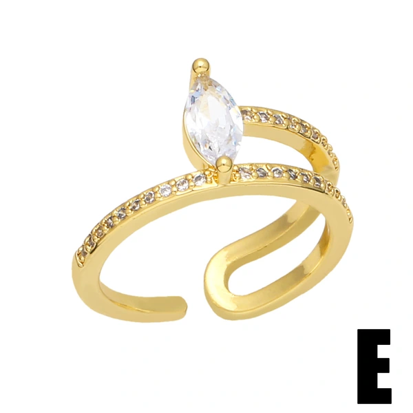 Clearance European and American new light luxury index finger ring retro geometric zircon open ring tail ring ring wholesale rip93