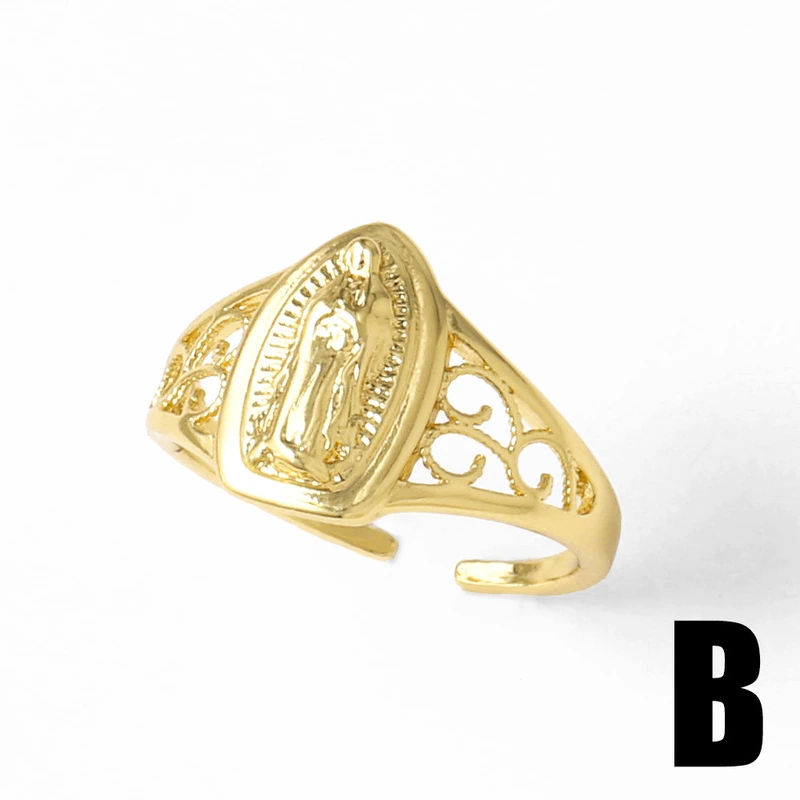 AS jewelry Europe and the United States hot selling hollow Virgin Mary ring female copper plated 18k gold open ring rih96