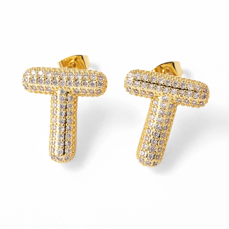 AS jewelry hot selling 26 English letters earrings gold-plated full zircon earrings female era009