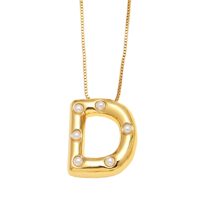 AS jewelry European and American 26 English letters pendant necklace female pearl gold-plated clavicle chain nka058