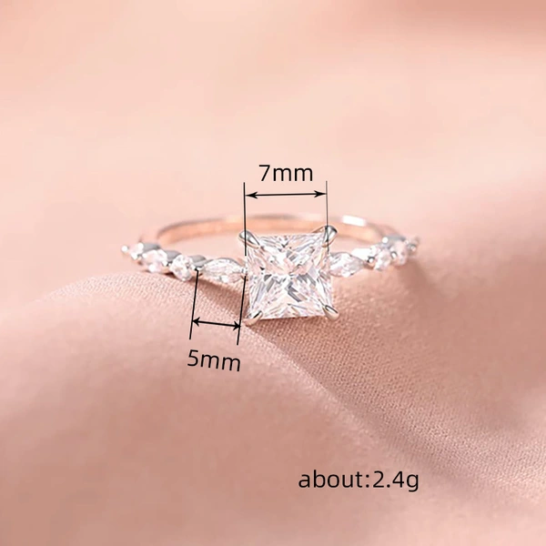  New luxury high-end jewelry celebrity super sparkling diamond engagement ring geometric square ring