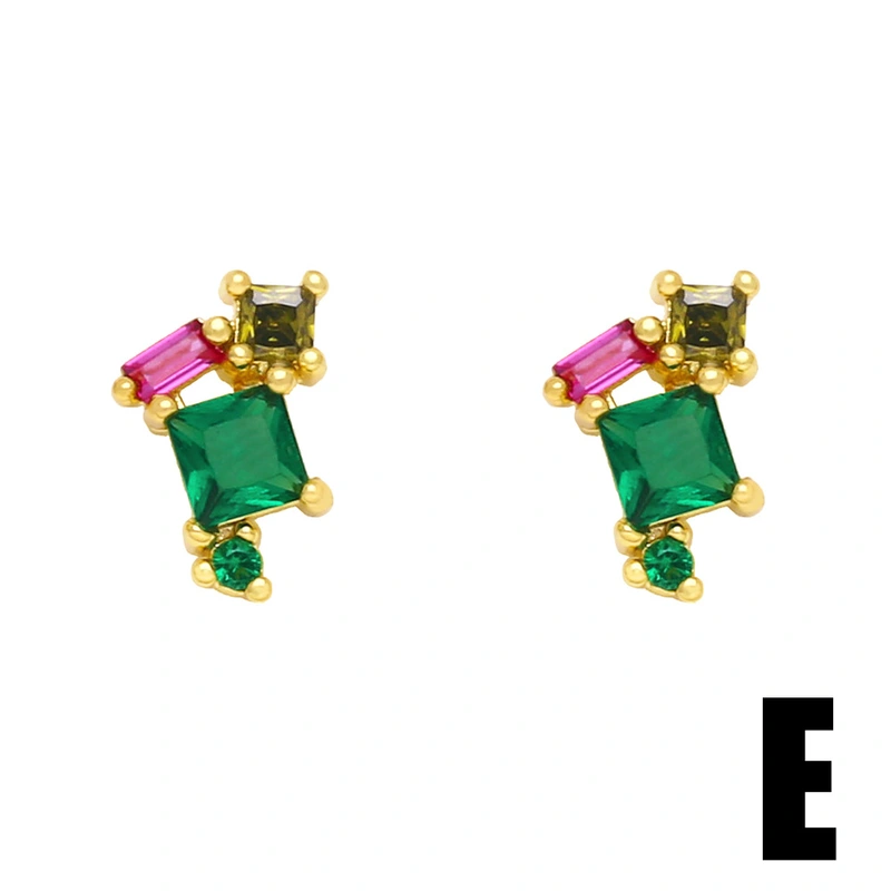 European and American style colorful zircon earrings simple and small personality geometric love bow earrings trendy earrings era023