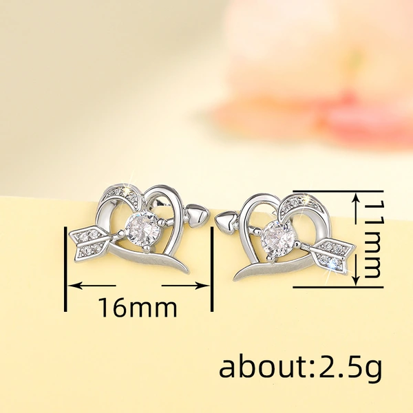  Cupid heart design earrings for women, fashionable and individual hot girl earrings, European and Korean trendy earrings