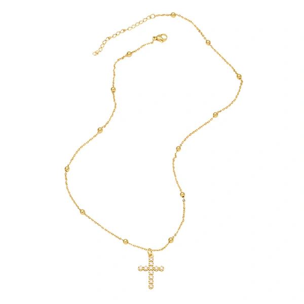 European and American style cross necklace for women with diamonds, fashionable and simple temperament, cross chain clavicle chain, factory direct sales nkb439