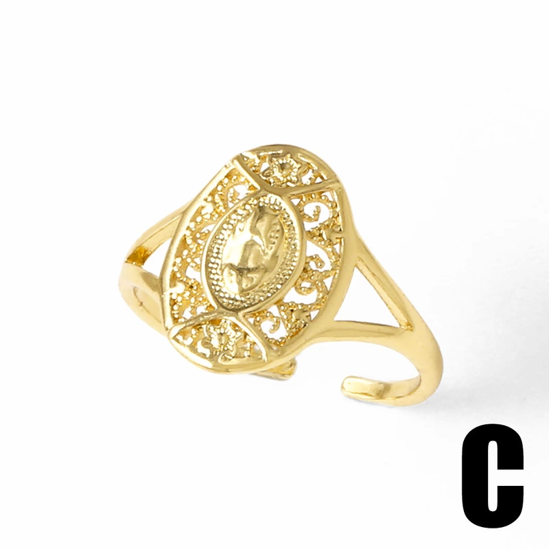 AS jewelry Europe and the United States hot selling hollow Virgin Mary ring female copper plated 18k gold open ring rih96
