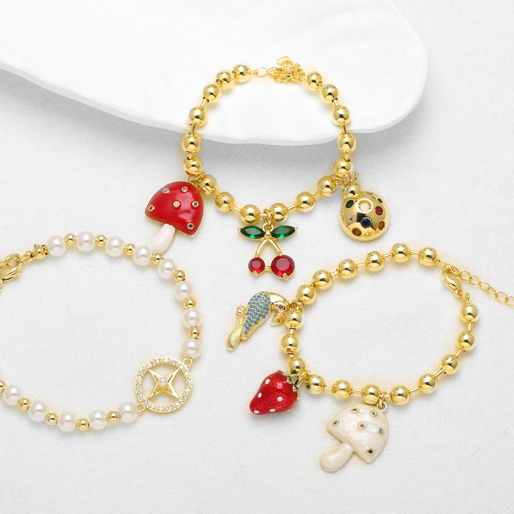 AS jewelry mushroom cherry gold-plated pendant bracelet hand jewelry bracelet brk43 bracelet