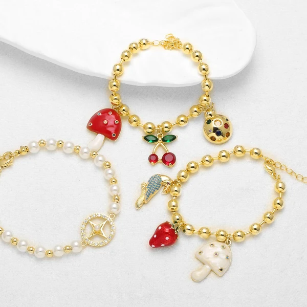 AS jewelry mushroom cherry gold-plated pendant bracelet hand jewelry bracelet brk43 bracelet