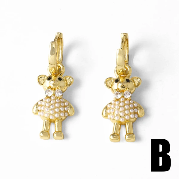 AS jewelry European and American simple fashion love bear bow pendant earrings female gold-plated earrings ers86