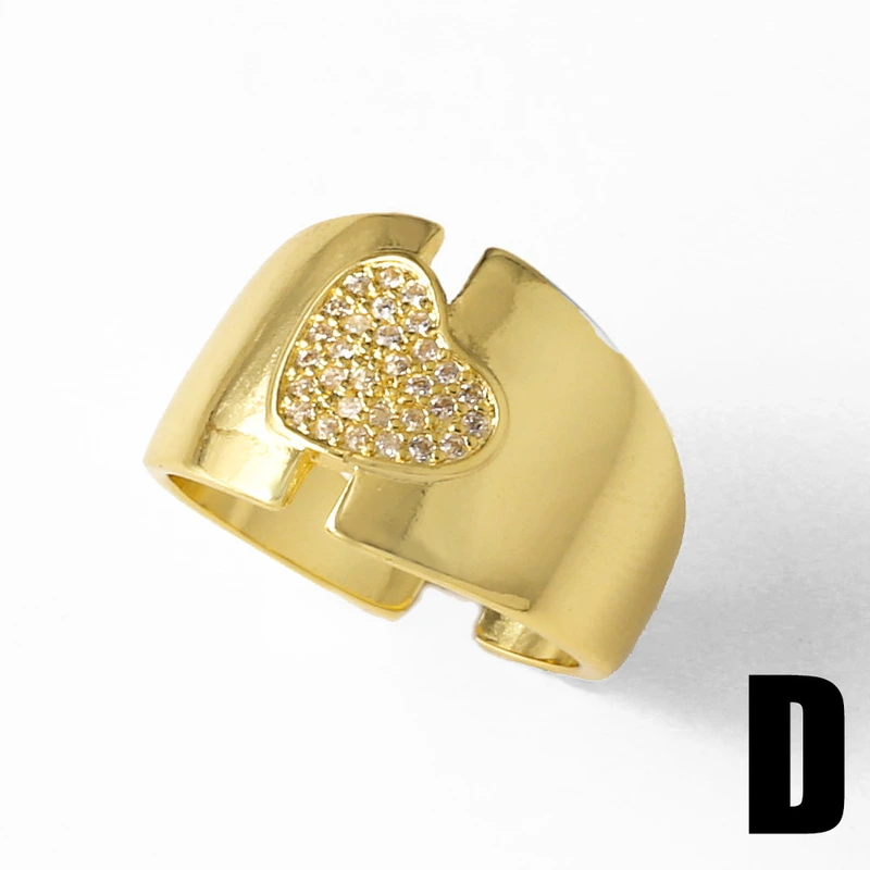AS jewelry hot selling full zircon U-shaped love ring female gold-plated open ring rim98