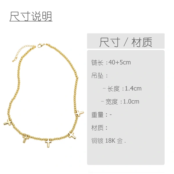 AS jewelry hot selling cross pendant necklace copper plated real gold bracelet bracelet necklace nky66