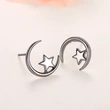  Star and moon earrings for students, female metal simple star and moon earrings, star and moon shining together, daily earrings