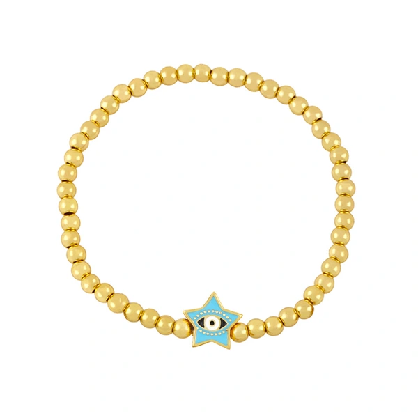 Clearance Five-pointed Star Devil's Eye Beaded Bracelet Women's European and American Simple Gold Bead Elastic Bracelet bre74